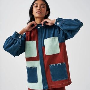 Pablo Jacket Patch in Dark Rust, Teal & Washed Mint - SEVENTY + MOCHI